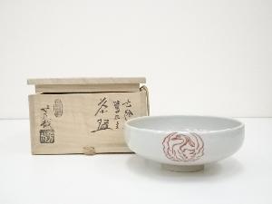 京焼　藤谷芳哉造　色絵鷺丸文茶碗（共箱）